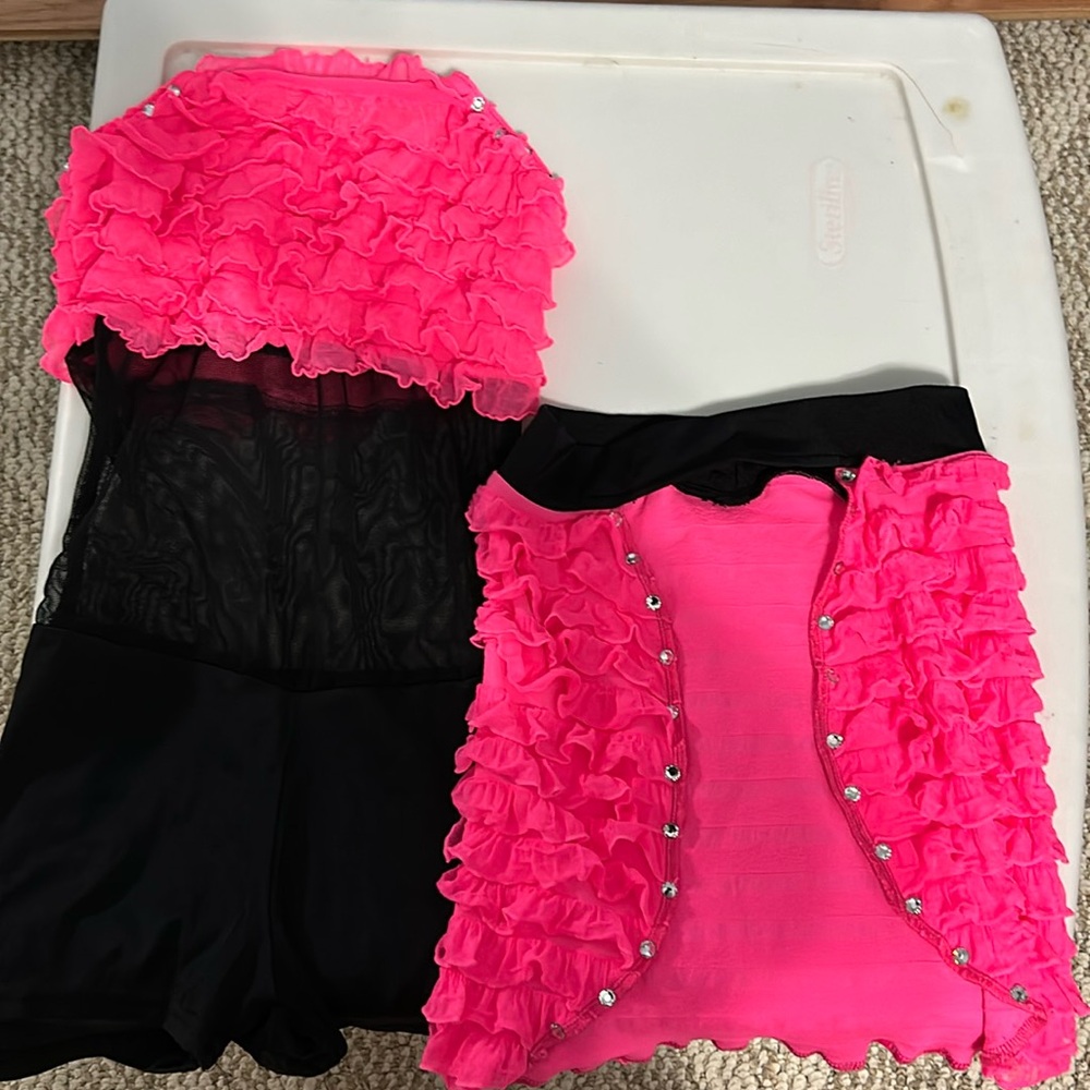 Adorable pink ruffle costume with gems